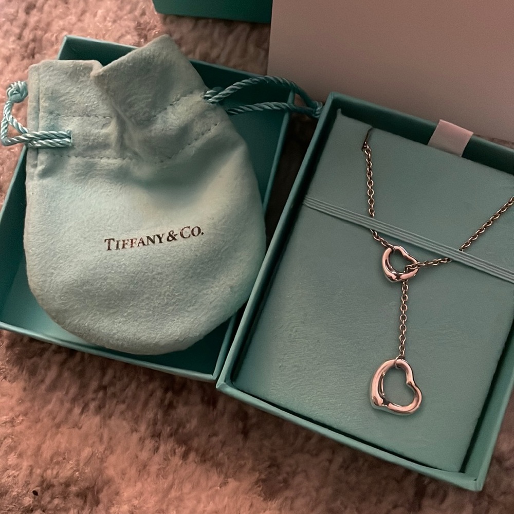 Tiffany Elsa Peretti Open Heart Lariat Necklace